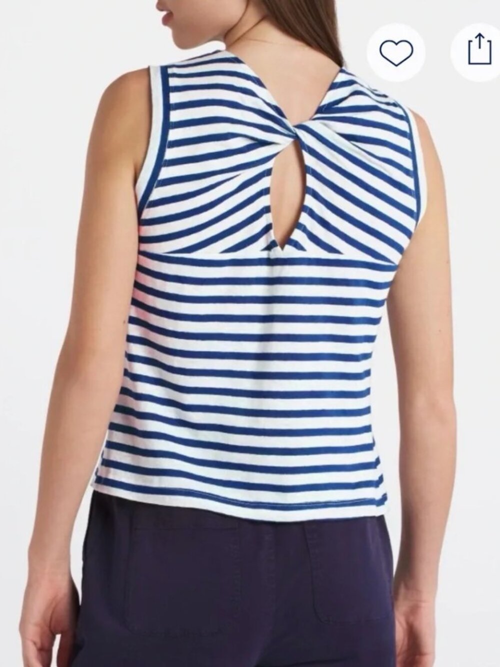NWT NINE BRITTON Blue White Striped Twist-Back Tank Top – Large